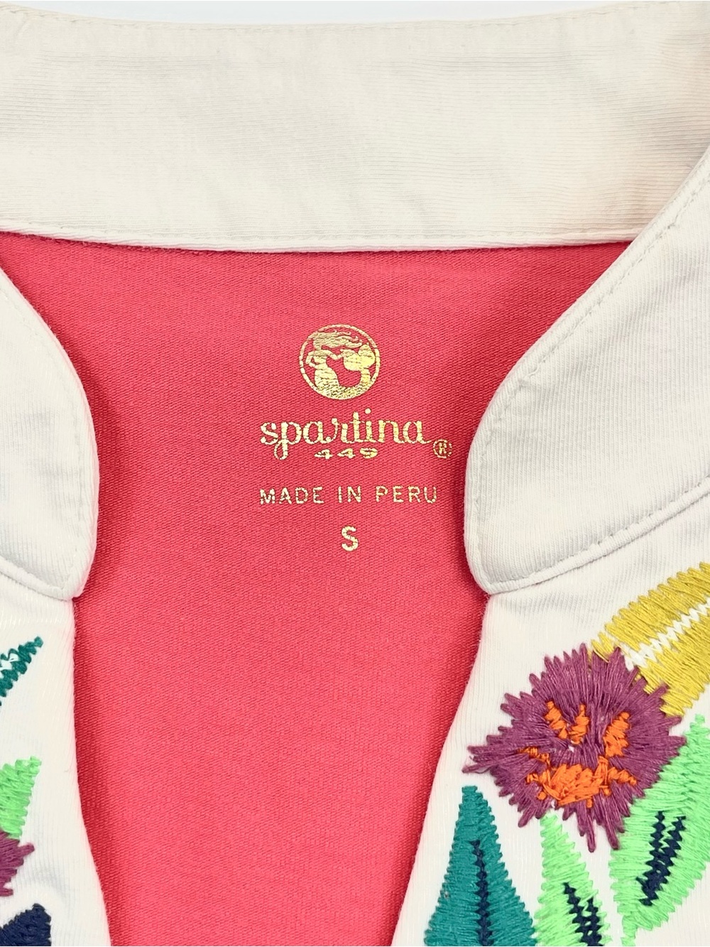SPARTINA 449 Sleeveless Embriodered V-Neck Coral Tank Top Size Small - Picture 5 of 9